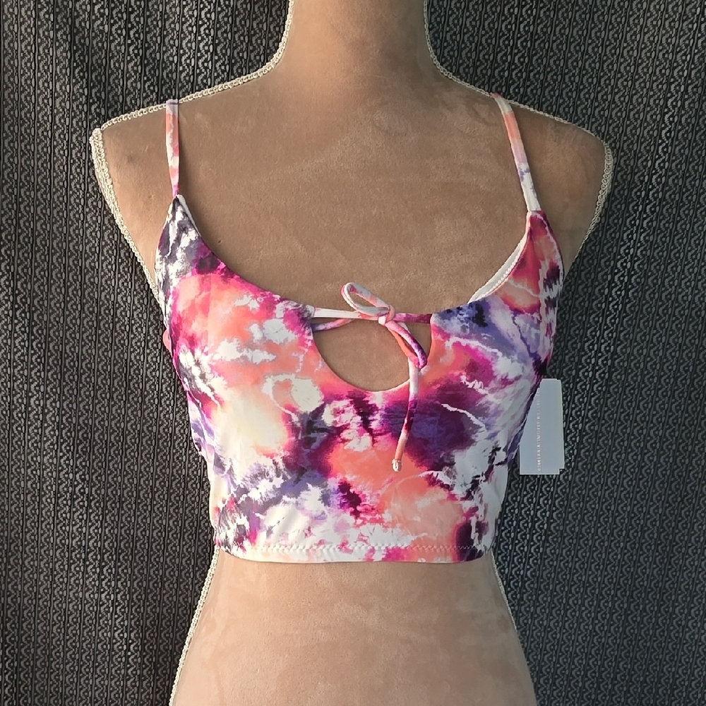 Tie-Dye Swim Top with Cutout